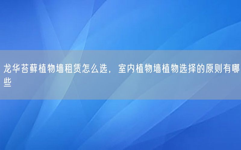 龙华苔藓植物墙租赁怎么选，室内植物墙植物选择的原则有哪些